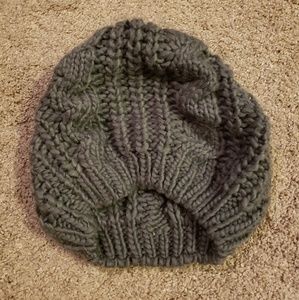 Gray knit crochet hat
